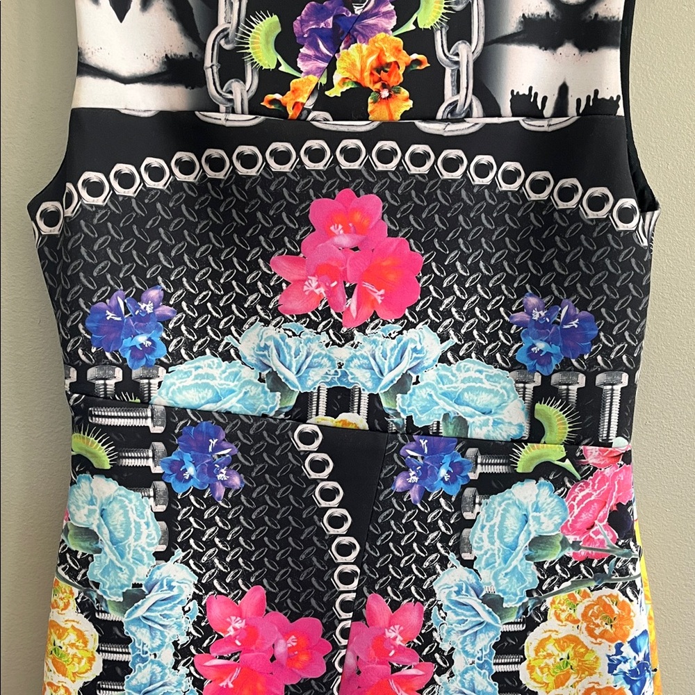 Nicole Miller Artelier Black/Pink Nuts and Bolts Floral sleeveless Dress 6 new - Picture 5 of 15